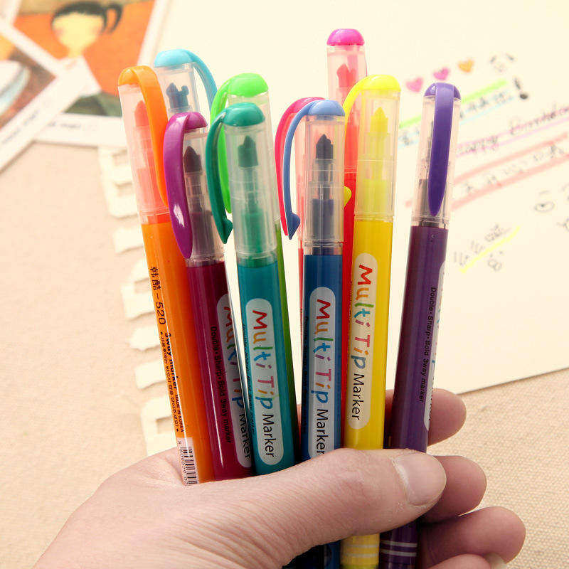 韓國創意文具創意糖果色異形開叉記號學生筆塗鴉筆熒光筆批發工廠,批發,進口,代購