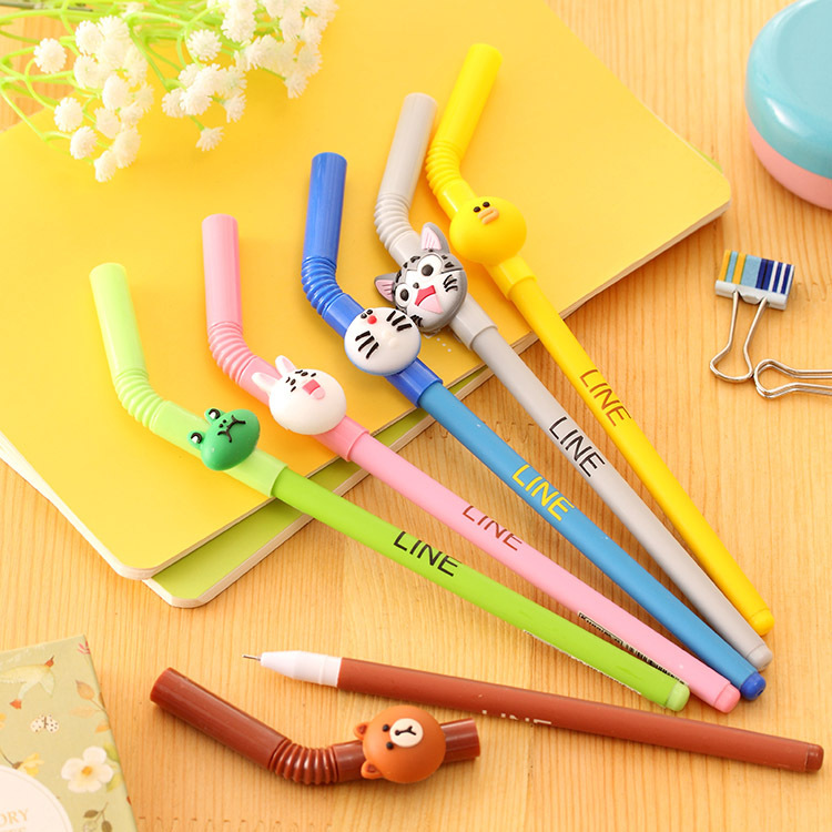 新品上市 韓國文具用品 可愛卡通吸管中性筆 個性獎品創意書寫筆批發・進口・工廠・代買・代購