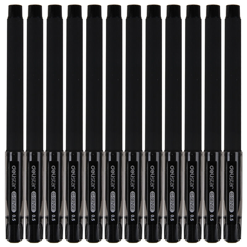 得力文具中性筆水筆0.5mm磨砂桿子彈頭黑色12支裝/盒（S65）批發・進口・工廠・代買・代購