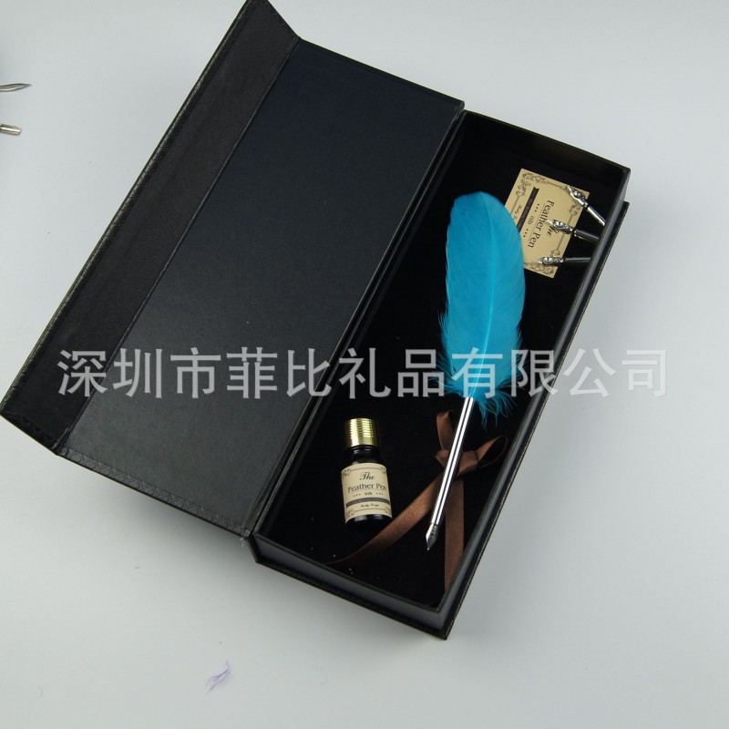 天然羽毛金屬桿羽毛簽字筆，開業禮品禮盒套裝簽字筆，精美羽毛筆批發・進口・工廠・代買・代購