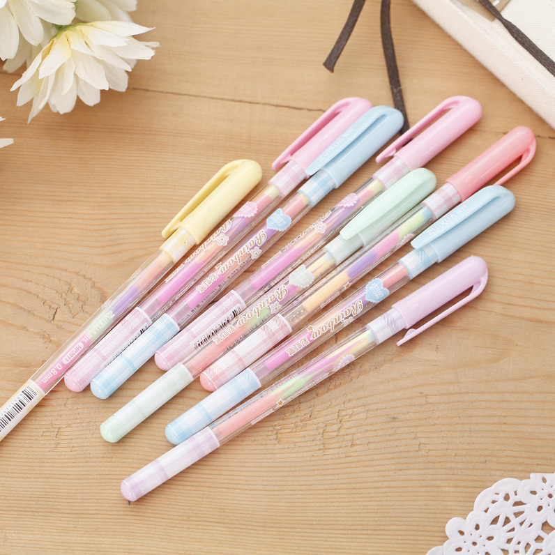 最新爆款 韓版糖果色文具 6色合一水粉中性筆 粉彩筆 學生禮品工廠,批發,進口,代購