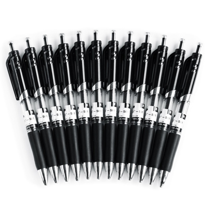 得力s01按動中性筆黑色0.5mm 簽字筆水筆特價辦公文具 轉轉筆工廠,批發,進口,代購