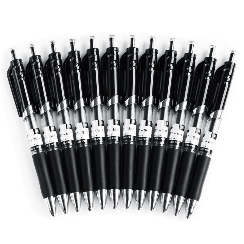 得力s01按動中性筆黑色0.5mm 簽字筆水筆特價辦公文具 轉轉筆工廠,批發,進口,代購