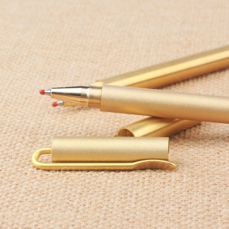 筆夾款黃銅筆 純黃銅簽字筆 金屬中性筆 文具磨砂手工定製LOGO工廠,批發,進口,代購
