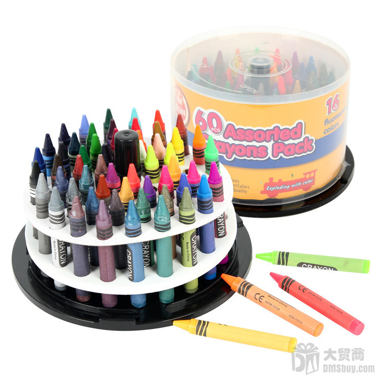 包郵幼兒童畫畫工具繪畫顏料塗鴉彩色畫筆CD盒裝蠟筆60支SS00290工廠,批發,進口,代購
