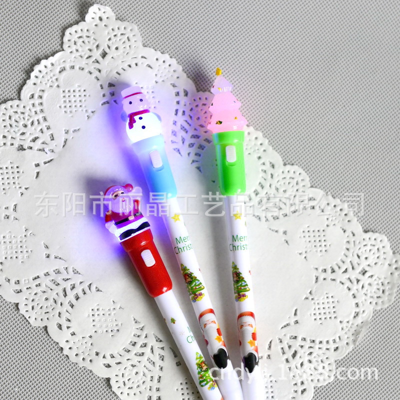 批發聖誕禮品筆發光卡通圓珠筆廣告促銷燈筆辦公用品學生節日送禮工廠,批發,進口,代購