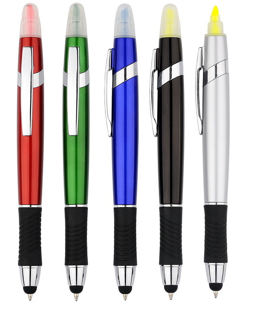 供應 新款電容筆 點觸筆 三合一圓珠筆 筆尖點觸電容筆 熒光筆批發・進口・工廠・代買・代購