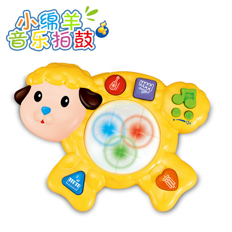 早教益智嬰兒手拍鼓小綿羊拍拍鼓嬰幼教具發光音樂玩具地攤熱賣工廠,批發,進口,代購