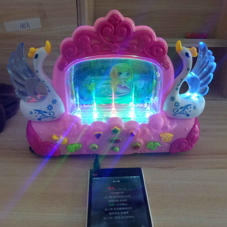 電動雙天鵝噴水琴 電動3D炫彩燈光音樂鵝可連接MP3.手機 音響工廠,批發,進口,代購