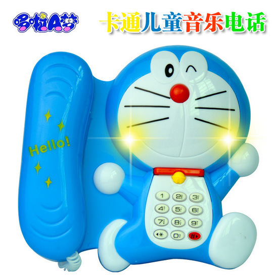 新款哆啦A夢音樂發光電話機兒童益智地攤熱賣玩具叮當貓卡通電話工廠,批發,進口,代購