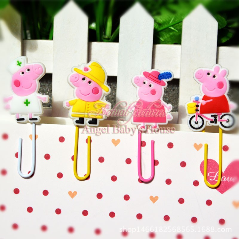 熱銷小豬韓國創意兒童文具卡通回形針pvc書簽佩奇曲別針學生玩具工廠,批發,進口,代購