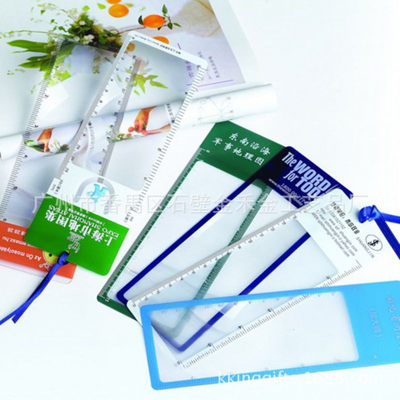 定製PVC放大鏡書簽 超薄絲帶放大鏡書簽 塑料放大鏡尺子書簽工廠,批發,進口,代購