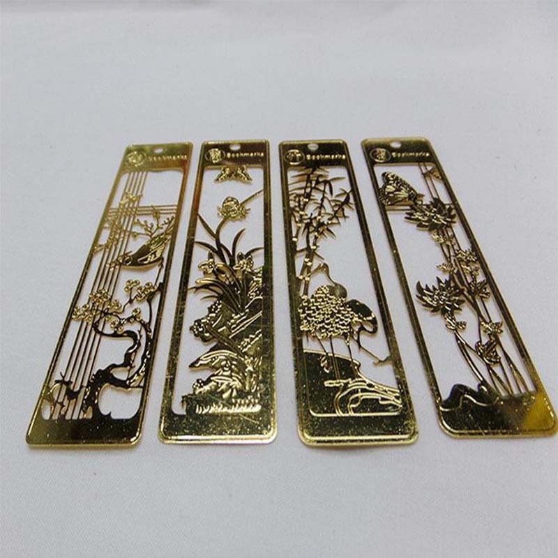 銅材質鍍金梅蘭竹菊鏤空金屬書簽、商務饋贈禮品書簽定製工廠,批發,進口,代購