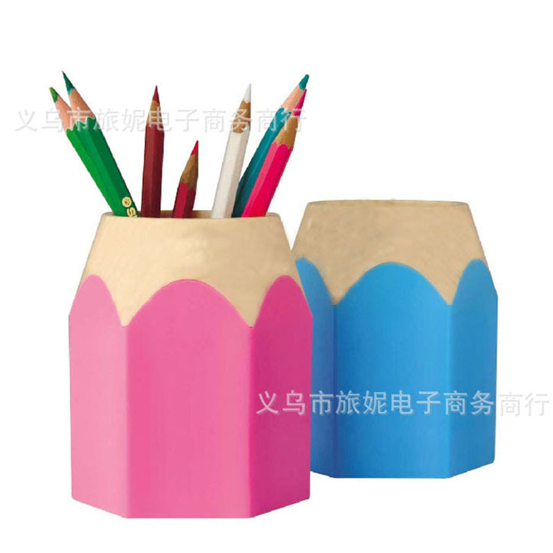 糖果色塑料筆筒鉛筆頭形狀學生筆座可拆卸兩用創意筆筒日用百貨批批發・進口・工廠・代買・代購