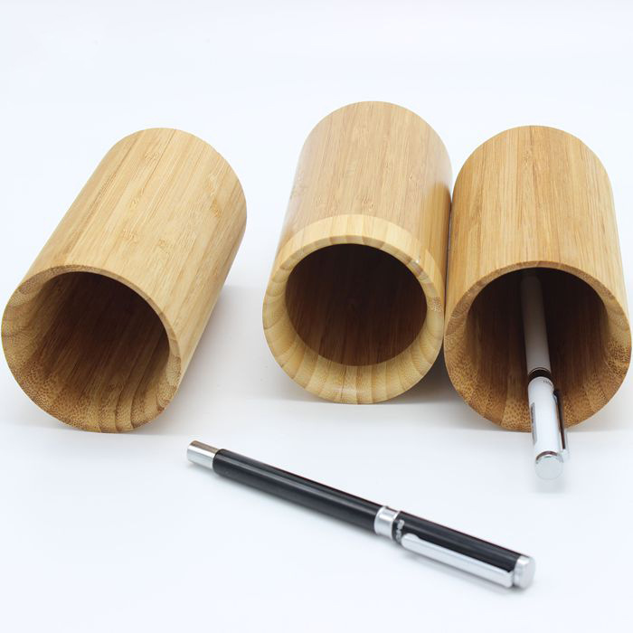 創意時尚韓國筆筒辦公擺件用品實木竹製圓形文具桶收納多功能復古批發・進口・工廠・代買・代購
