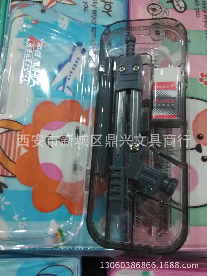圓規套裝批發 七件套裝 帶自動鉛筆圓規加套尺學生文具考試必備工廠,批發,進口,代購