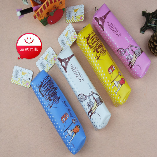 韓版可愛創意金字塔皮質筆袋 高檔糖果色簡約文具袋 筆袋批發批發・進口・工廠・代買・代購