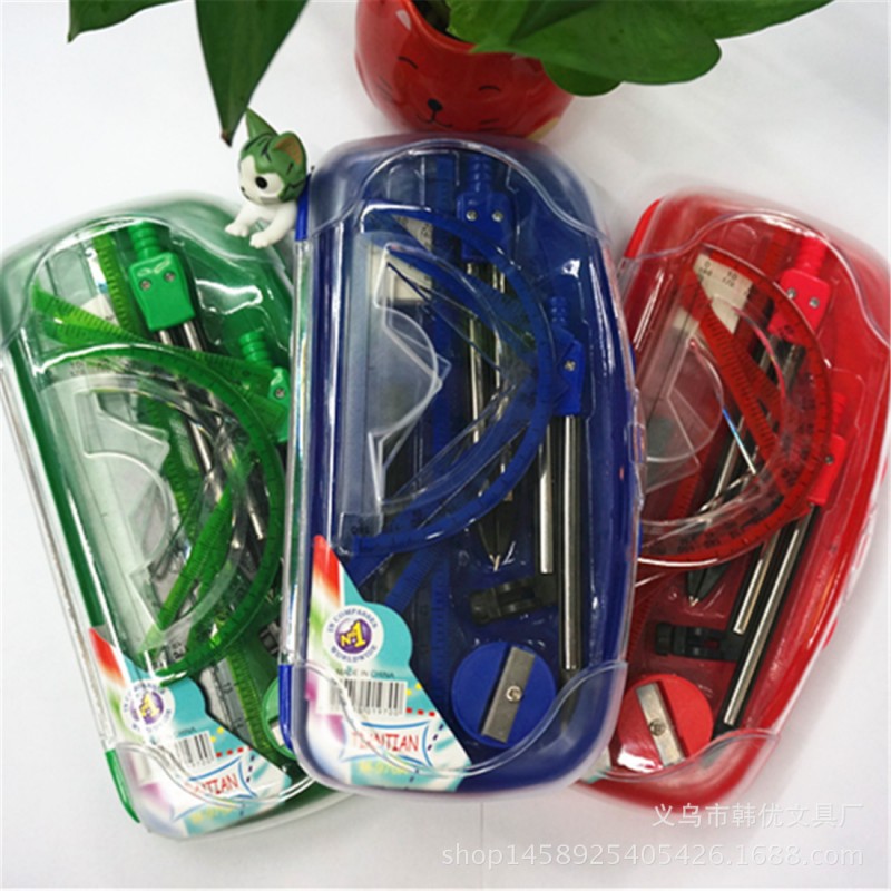 廠傢直銷 爆款 M-970A 9PCS 夾鉛筆金屬圓規 3色混 優質文具套裝批發・進口・工廠・代買・代購