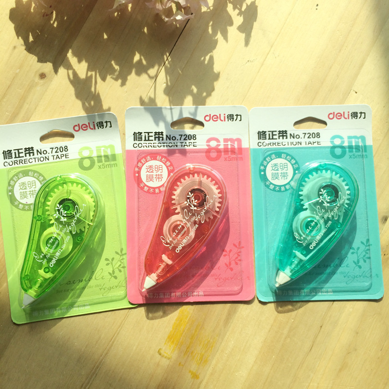 得力7208修正帶 8m*5mm 塗改帶 改正帶 學生用品工廠,批發,進口,代購