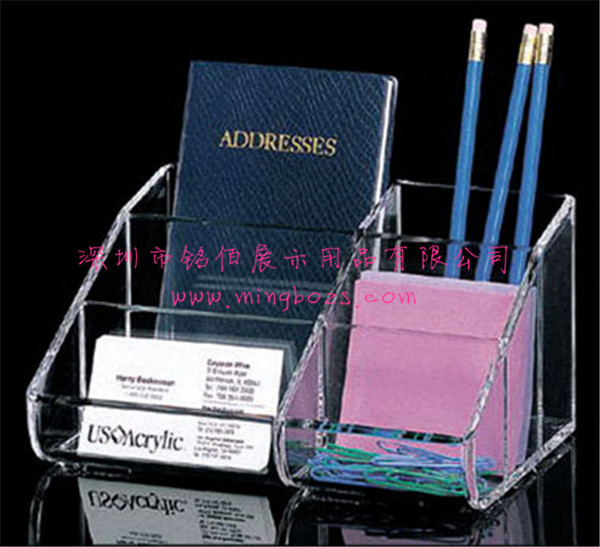 廠傢直銷文具製品 學生專用亞克力筆筒 辦公帶名片盒筆筒批發・進口・工廠・代買・代購