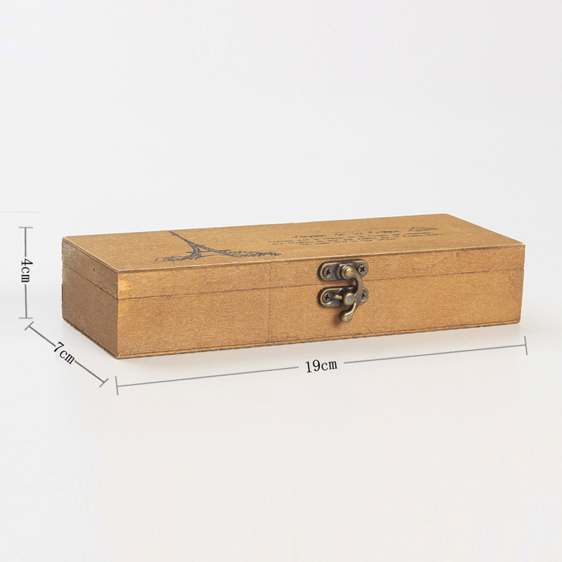 復古韓國風木質文具盒 巴黎鐵塔 文具盒 筆盒 虧本大促銷工廠,批發,進口,代購