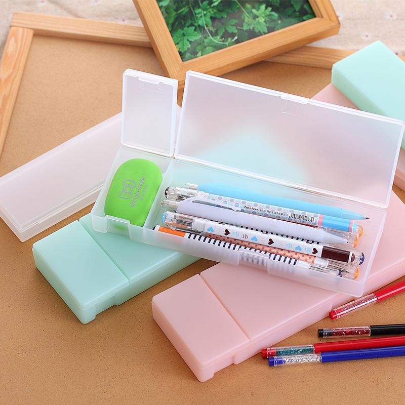 正品日韓文具可愛素雅純色文具收納盒 塑料筆盒鉛筆盒 多功能筆盒工廠,批發,進口,代購