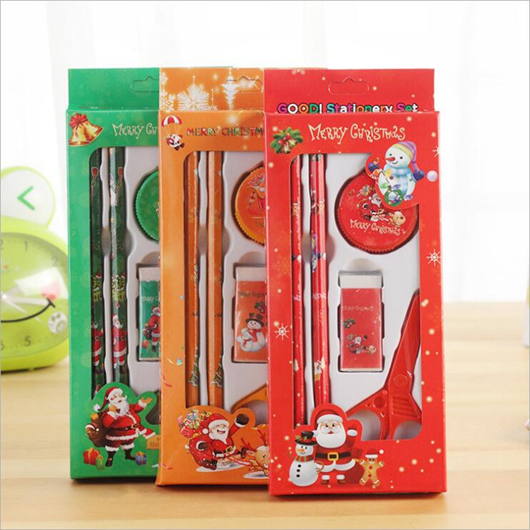 韓國創意聖誕老人文具套裝5件套 鉛筆卷筆刀組合禮品 小學生獎品工廠,批發,進口,代購
