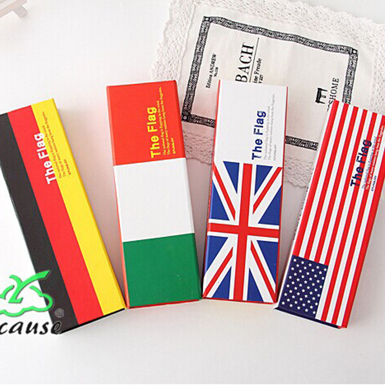 bks創意文具 韓版清新可愛鉛筆盒 國旗風格紙盒鉛筆盒工廠,批發,進口,代購