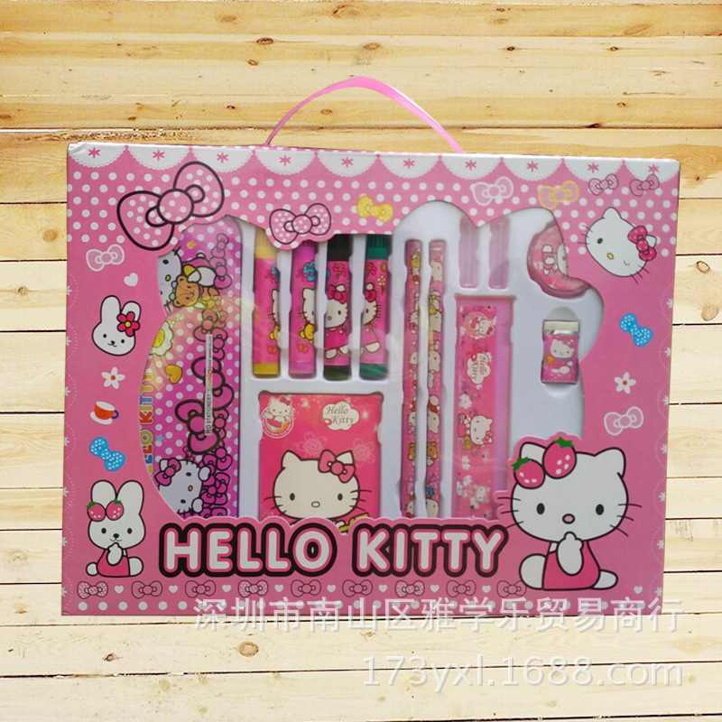 hello kitty兒童開學文具套裝學生生日禮物獎品卡通手提文具組合工廠,批發,進口,代購