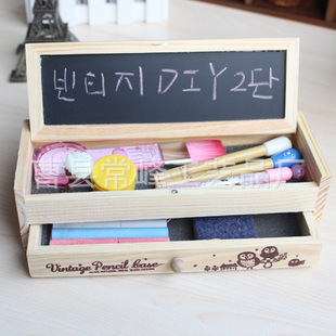 2012年新款鉛筆盒、淘寶熱銷筆盒、出口韓國鉛筆盒、帶黑板筆盒批發・進口・工廠・代買・代購