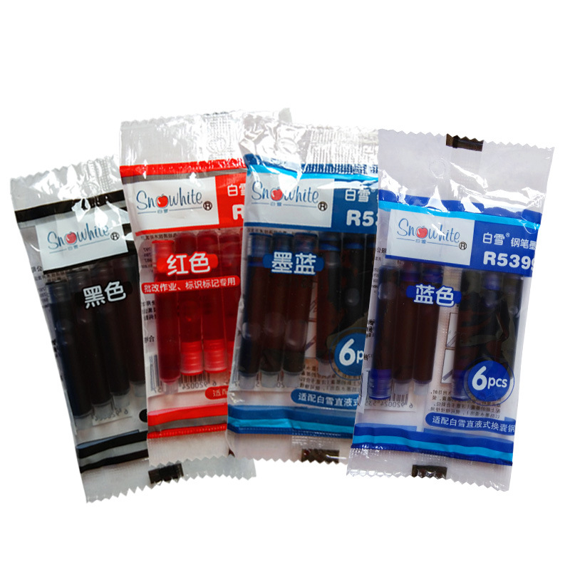 白雪snowhite R5399 直液式學生換囊鋼筆墨水囊 練字墨囊 6支/袋工廠,批發,進口,代購