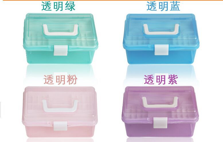 小工具箱美術鉛筆盒塑料透明雙層收納盒塑料儲物箱工具小號美術箱批發・進口・工廠・代買・代購