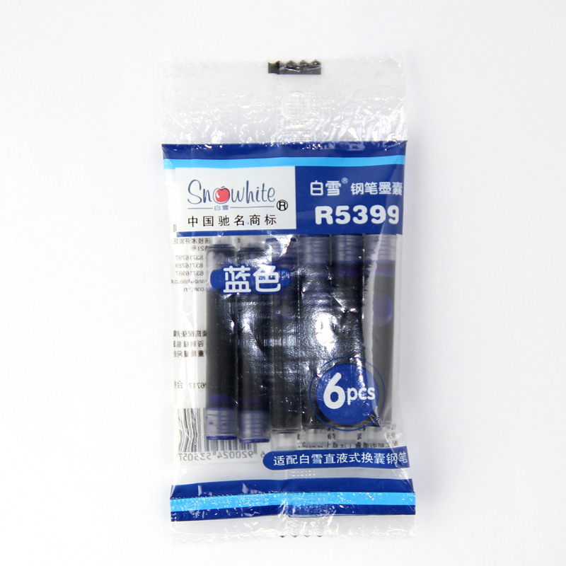 白雪snowhite R5399直液式換囊鋼筆墨囊簡單袋裝 6支/袋工廠,批發,進口,代購