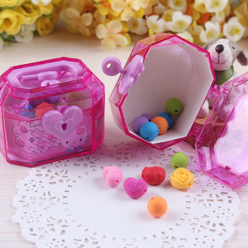百寶箱手鏈橡皮Hello Kitty精品橡皮擦盒裝手鏈 迷你橡皮擦帶鑰工廠,批發,進口,代購