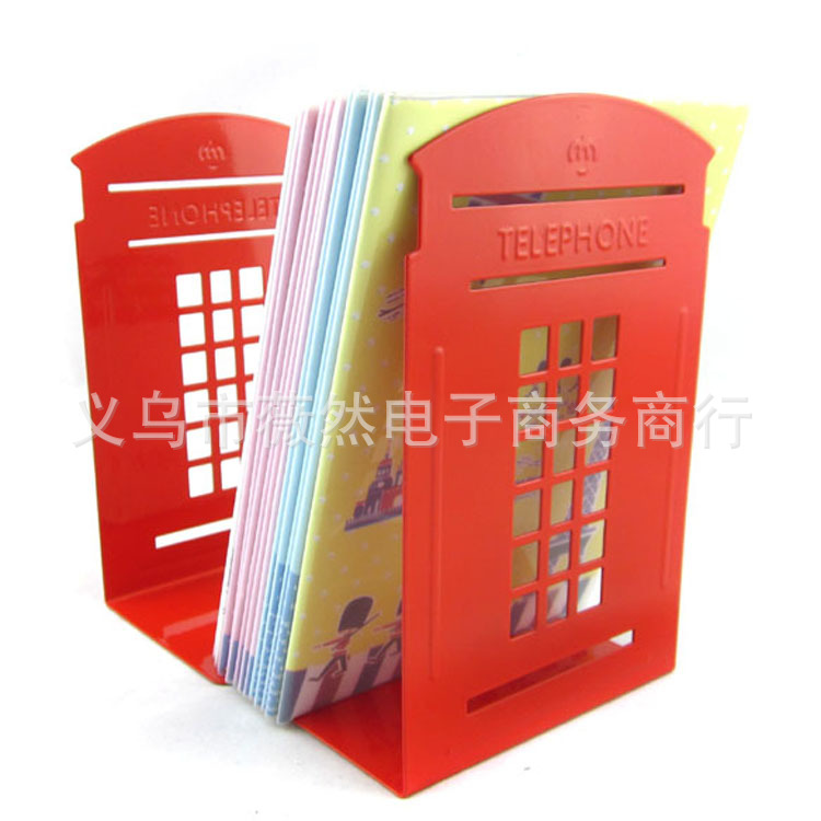 韓國文具（MQ9060）倫敦電話亭書立 金屬書靠 質量保證 2片裝4色工廠,批發,進口,代購