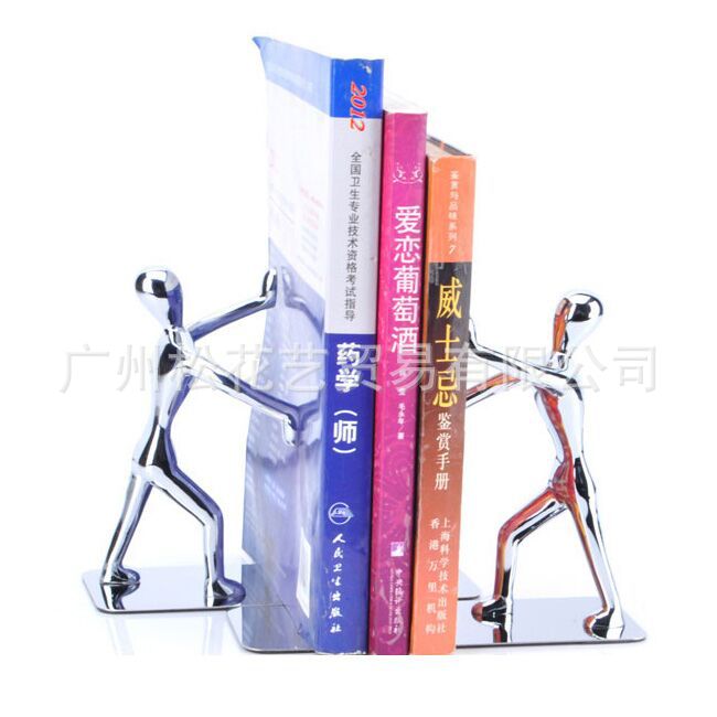 創意辦公用品文具 時尚不銹鋼人形書夾 功夫書立書架書靠書檔禮品批發・進口・工廠・代買・代購