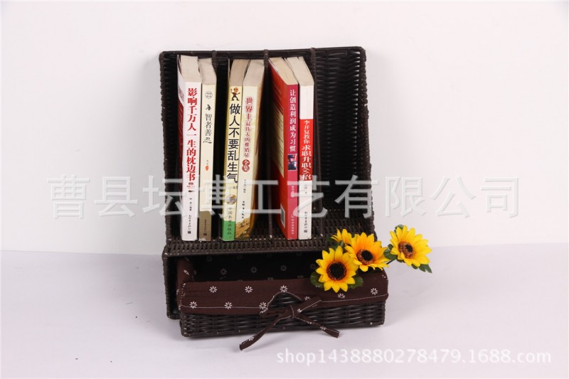 曹縣藤編工藝品廠傢供應書立 創意書立 藤編書架 辦公室文件收納工廠,批發,進口,代購