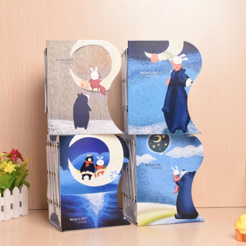韓國文具創意夜色拉伸縮書立架折疊擋書架金屬學生卡通靠書立代發工廠,批發,進口,代購