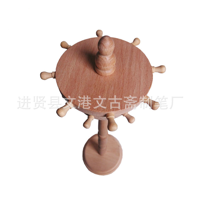 廠傢直銷 12針筆掛雙層圓形多格旋轉筆架實木中式用擺件文房四寶工廠,批發,進口,代購
