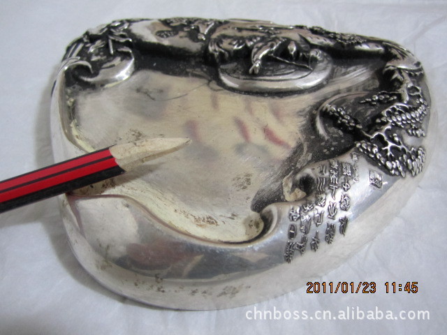 批發仿古白銅硯臺 純銅鎮尺硯臺筆架文房擺件 純銅魯硯研墨專用工廠,批發,進口,代購