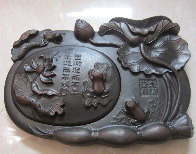 新款推薦 廠傢直銷古玩書畫澄泥硯 仿古文房四寶蓮花荷塘硯臺批發・進口・工廠・代買・代購