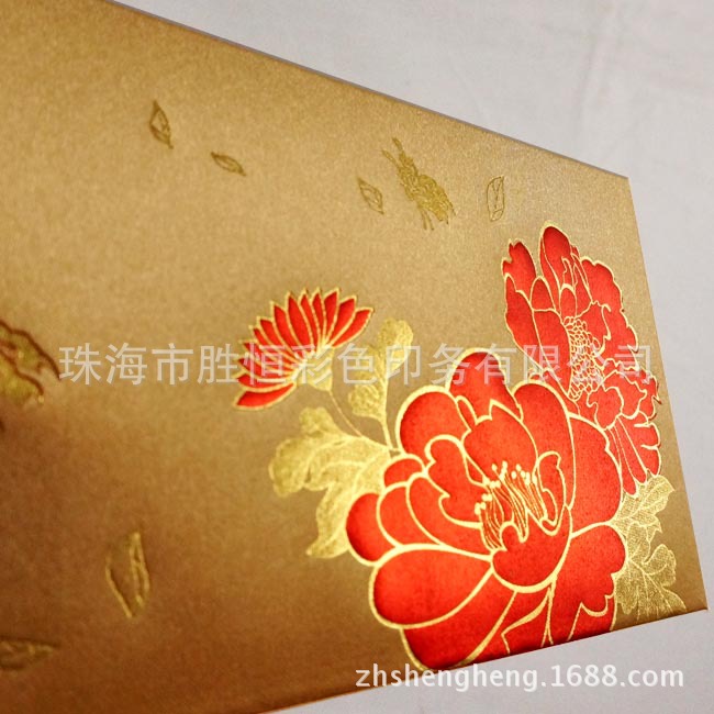 珠海印刷廠訂製高檔佈質利是封高檔燙紅金利是封花開富貴利是封批發・進口・工廠・代買・代購