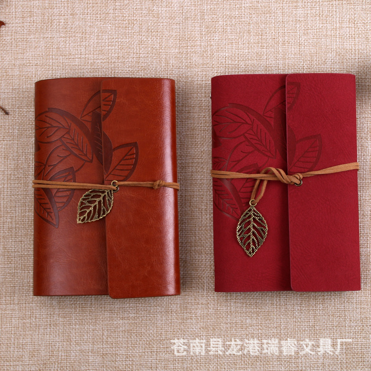 韓版文具 樹葉本牛皮筆記本記事本 熱銷 可定製可批發 仿皮筆記本工廠,批發,進口,代購
