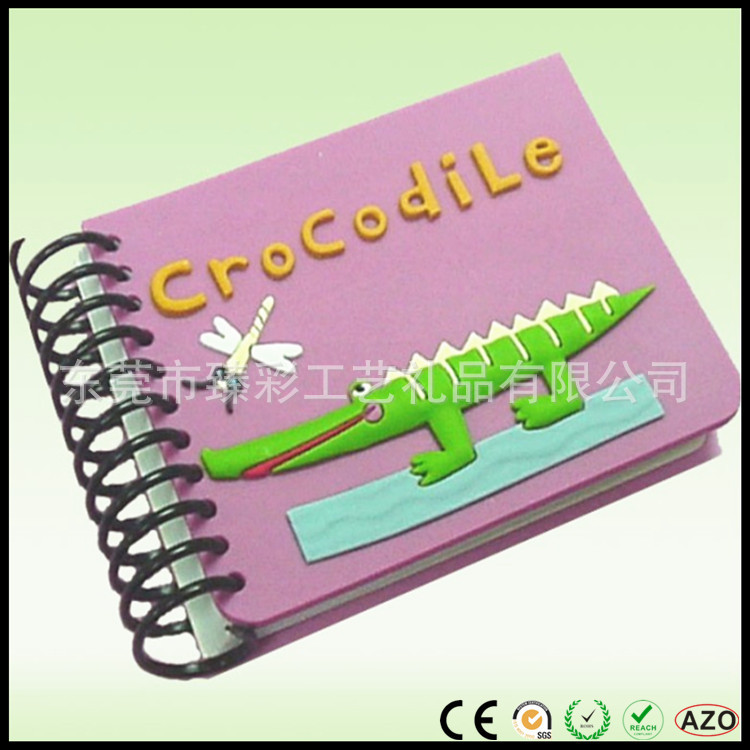 表麵立體卡通鱷魚粉色PVC線圈隨身便簽本工廠,批發,進口,代購
