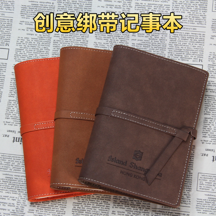 新款平裝圈線本筆記本定製 創意綁帶記事本 空白內頁 加印logo工廠,批發,進口,代購
