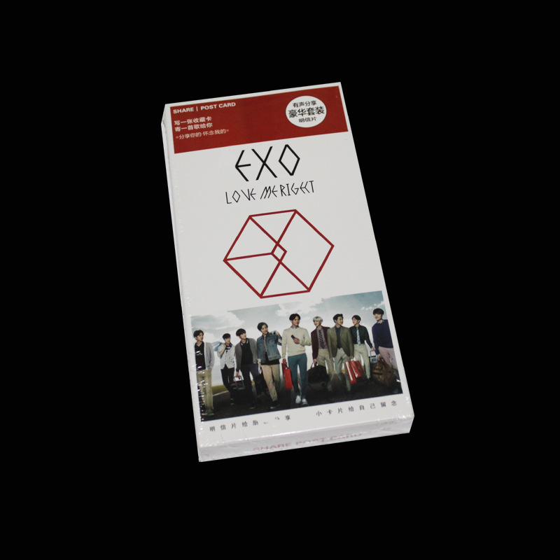 EXO集體9人 周邊有聲分享明信片套裝 收藏卡 貼紙 明信片 套盒工廠,批發,進口,代購