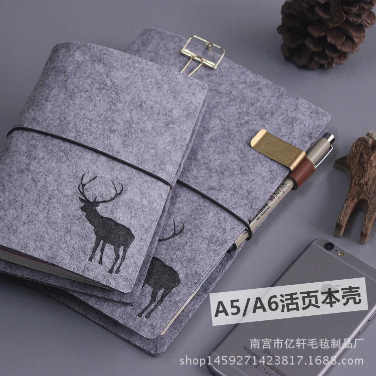 定製A5A6六孔毛氈活頁筆記本 [小鹿鹿款] 記事本創意日記本手賬本批發・進口・工廠・代買・代購