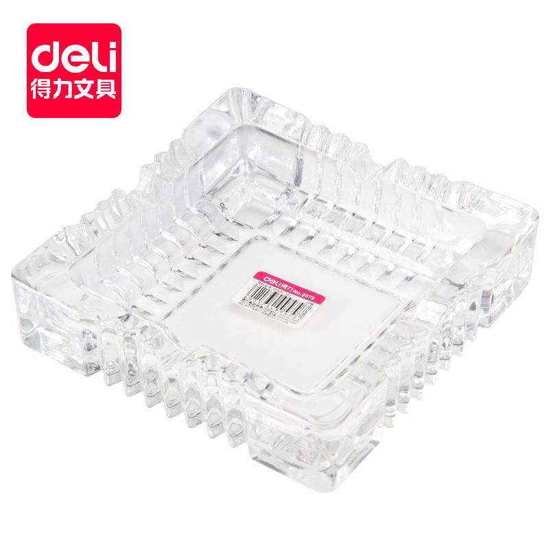 deli/得力9579玻璃煙灰缸 通透精致 150*150 桌麵辦公用品工廠,批發,進口,代購