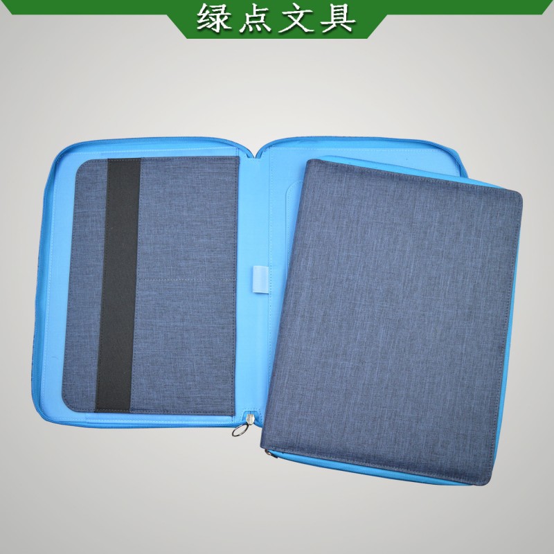 定製多功能經理夾 商務佈麵文件夾 a4拉鏈包 拼接工廠,批發,進口,代購