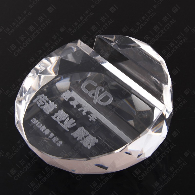 創意優質透明/水晶名片座 可定製任意LOGO  圓型水晶名片夾批發・進口・工廠・代買・代購
